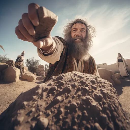 Selfie of Moses breaking the ten commendments